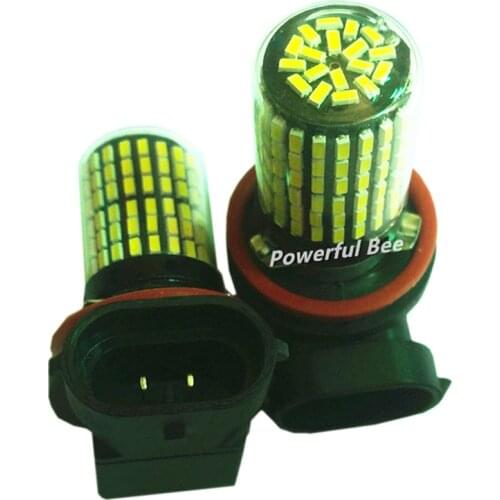 2 x Power CANBUS H8 35W 144SMD white yellow amber automobile headlight fog lamp lights bulb for Peugeot 408 508 Polo 2011-16