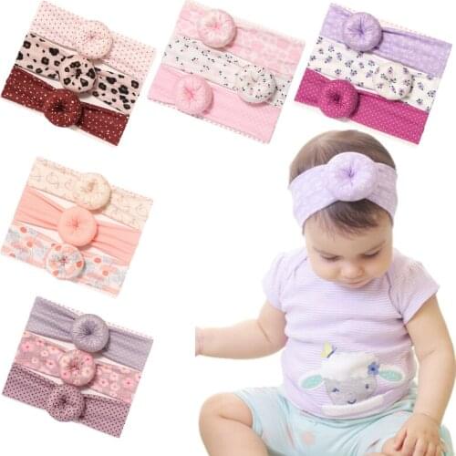 3pcs/lot Solid Nylon Newborn headband Bow Headbands For Kids Indian Turban Knot Soft Cotton Donuts Kids Hair Accessories