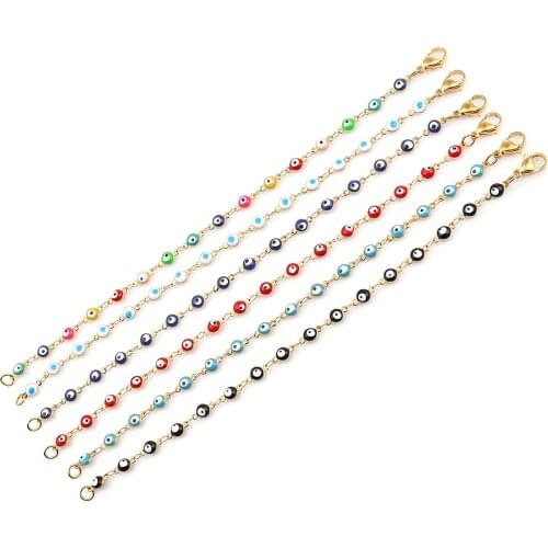 30 Styles New Fashion Enamel Evil Eye Beads Charms Bracelets 304 Stainless Steel Bracelets For Women Link Chain Jewelry,1 Piece