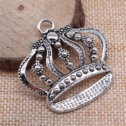 Free shipping 9pcs 42x41mm antique silver Big crown charms diy retro jewelry fit Earring keychain hair card pendant accessories