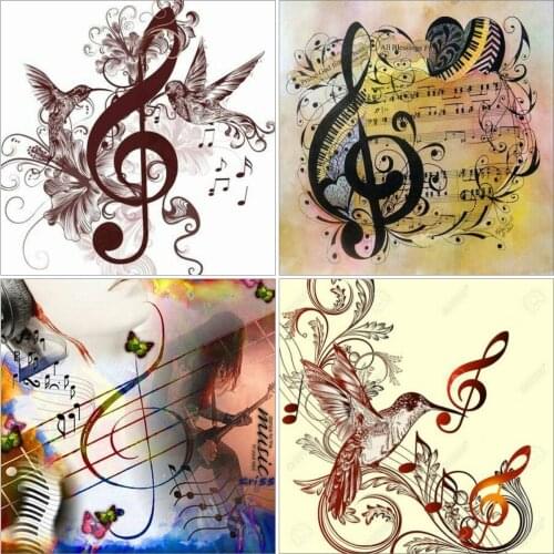 AZQSD Full Square Diamond Painting Note Music Cross Stitch Handicraft Diamond Embroidery Landscape Mosaic Rhinestones Home Decor