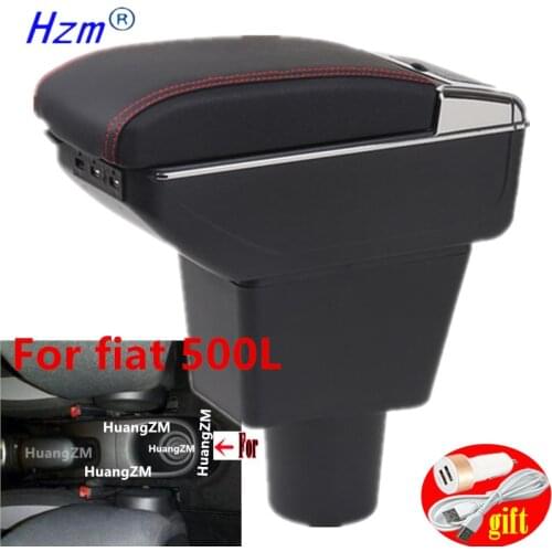 For fiat 500L Armrest Box Center console central Store content box cup holder accessories parts USB Charging
