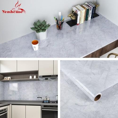 DIY Decorative Film PVC Self-Adhesive Marble Wallpaper Oil-proof Waterproof Kitchen Cabinets Wall Stickers Home Decoration Film
