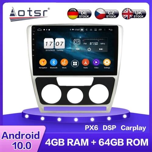 For Skoda Octavia MT 2010+ Android 10 Car Multimedia DVD Player PX6 4G+64GB Auto GPS Navigation Stereo Radio DSP Carplay WIFI BT