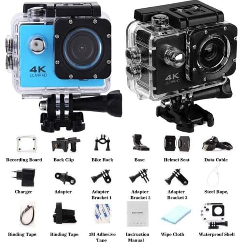Action Camera Ultra HD 4K/30fps WiFi 2.0" 170D Underwater Waterproof diving Swim Camera Helmet Vedio Sport Record scenery Camera