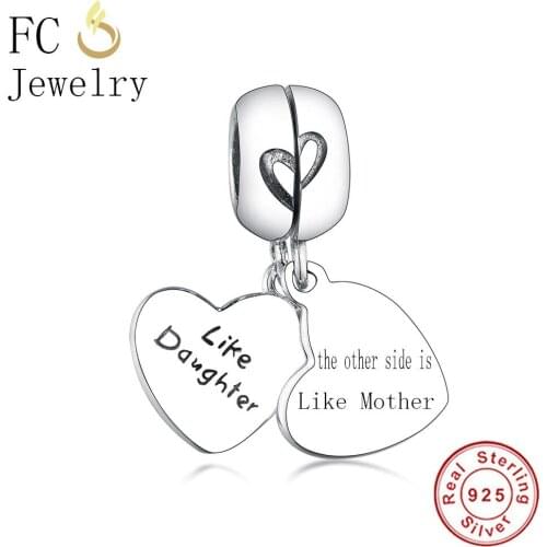 FC Jewelry Fit Original Brand Charm Bracelet Genuine 925 Sterling Silver Letter Like Dauther Mother Beads Making Berloque 2019