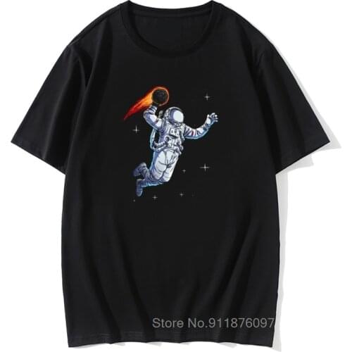 EU Size Astronaut Play Moon T shirt Like Basketball Cool Design Childish Dream 100% Cotton Mars Tshirt