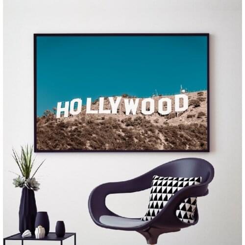 Hollywood Sign Canvas Painting Beautiful Landscape USA Movie Base Poster Wall Art Picture Living Room Bedroom Home Decor