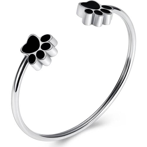 IJB5121 Stainless Steel Pet Paw Print Shape for Ashes Urn men Feel Free to Adjust Bracelet Shallow Souvenir Cremation Jewelry
