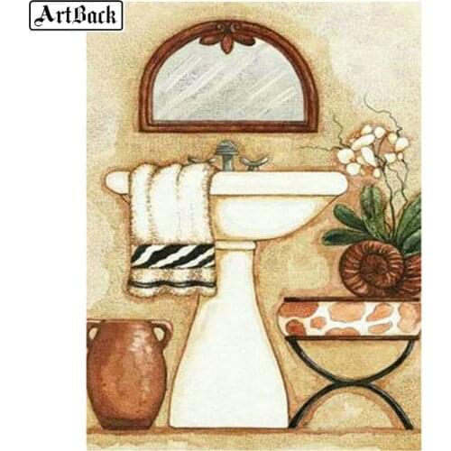 ArtBack 5d diy diamond painting bathroom Picture of full square diamond embroidery 3d round drill mosaic artwork