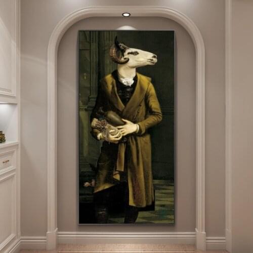 Retro Earl of the Goat Animal Oil Painting Print On Canvas Art Postes And Prints Nordic Retro Art Pictures For Living Room Decor