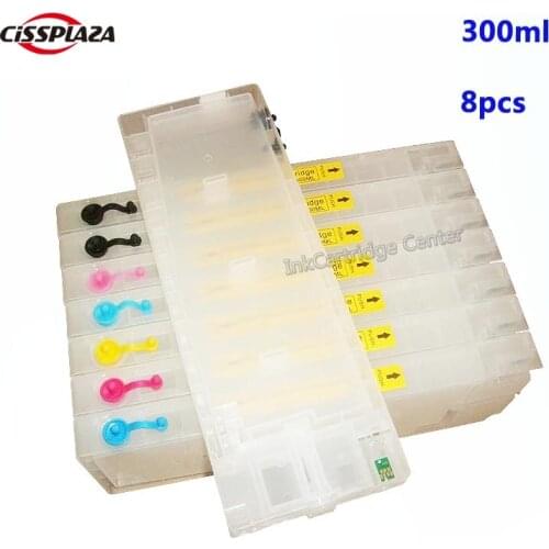 CISSPLAZA 8pcs 300ml refill ink cartridge compatible for epson pro 7600 pro 9600 pro7600 pro9600 pro4000 with 1 chip resetter