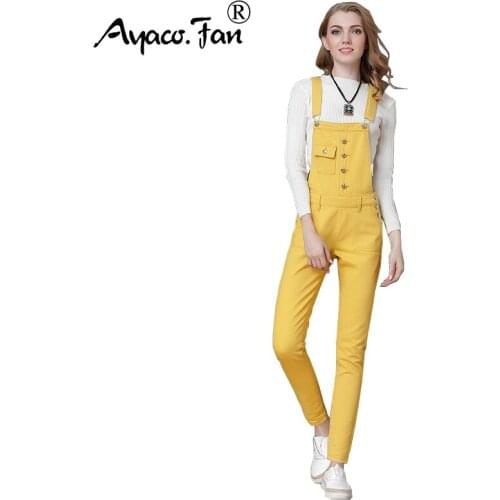 Khaki Rompers New Fashion Skinny Bodycon Long Adjusted Strap Solid Womens Jumpsuit Autumn Casual Denim Pants Lady Trousers