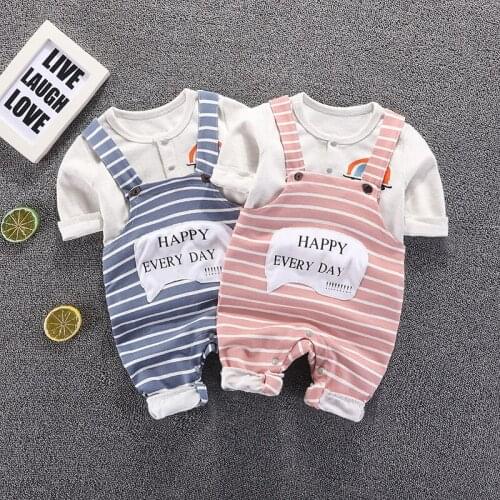 Newborn Baby Set Baby Girls Boys Clothing Sets Toddler T-Shirt Striped Overalls 2pcs Outfits Suits for Baby Clothing Kids Costum
