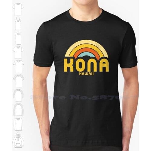 Kona Hawaii Cool Design Trendy T-Shirt Tee Kona Hawaii Hawaii Vintage Retro 70S Distressed Colorful Rainbow Usa Souvenir