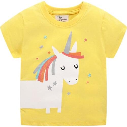 Summer Toddler T shirts With Unicorn Print Fashion Girls Short Sleeve Cotton Tees Kids Hot Tops