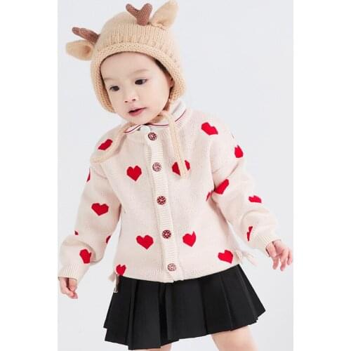 Lovely Heart Knitting Small Baby Sweater Coats for Infant 2021 Autumn New Baby Long Sleeve Sweater Outwear Child Girl Sweaters