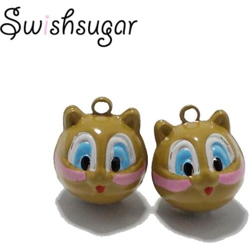 Cute Brown Beauty Cat Bells Charm Fit Christmas Festival Party Pendant Decoration