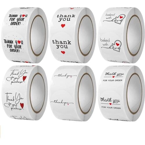 500pcs 25mm Round White Thank You Stickers Gift Tag Sticker Paper for DIY Scrapbooking Gift Envelope Sealing Sticker Decoration