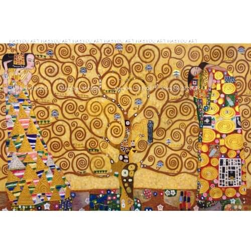 Wall Art Pictures aritist hand painted Klimt Canvas Painting Klimt Golden Tree painting Wall art home decoration for living room