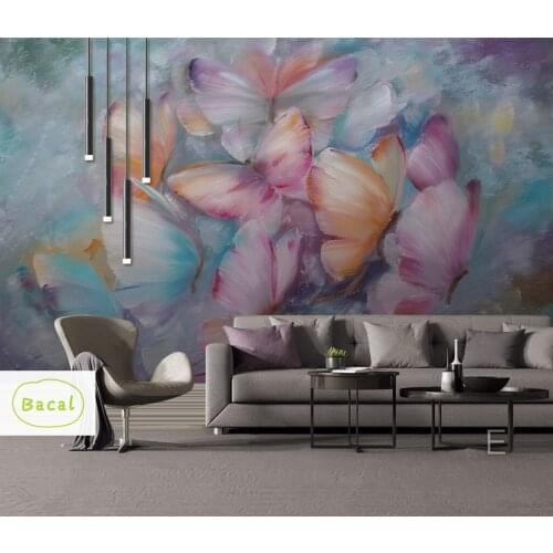 Bacal Custom 3D Photo Wallpaper Mural Hand Painted Flower Butterfly Abstract Wall Mural Living Room Home Decor 5D Wall Paper