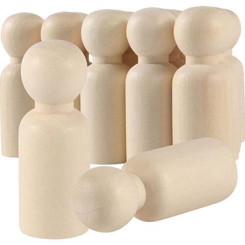 50Pcs Unfinished Baby Wooden Peg Dolls 35-55cm Large Peg People Blank Doll Body for Art Craft Figures Handmade DIY Painting Toys
