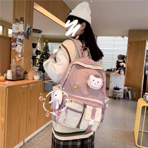 The New Women Waterproof Cute Backpack Nylon Female Harajuku School Bag College Lady Kawaii Backpacks Fashion Book Bags Student
