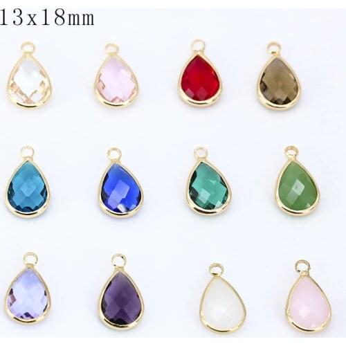 12p13x18mm Color Teardrop Faceted Crystal Framed Glass Charm Pendant Connector Earring Necklace Findings Jewellery Costume beads