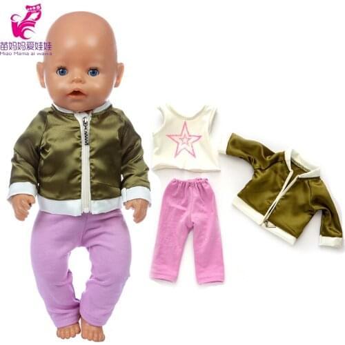 Born baby doll clothes green Jacket shirt pants for 18 inch girl doll clothing Coat