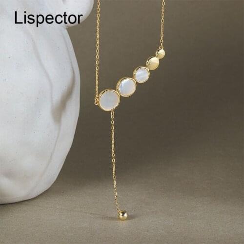 Lispector 925 Sterling Silver Boho Tassels Shell Circles Pendant Necklaces for Women Clavicle Chain Necklace Female Jewelry Gift