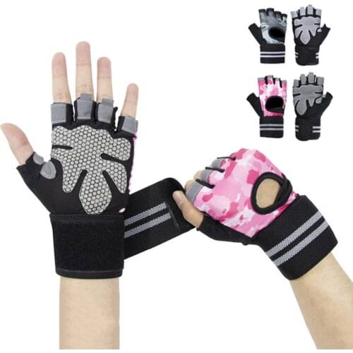 Half Finger Workout Gloves With Wrist Support Breathable Gym Fitness Weightlifting Gloves Outdoor Running Cycling Equipment