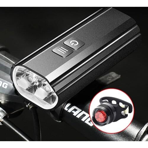 1800lm Lights For Bike Lamp Bicycle Light Front Lantern Rear Set Rechargeable Cycling Led Flashlight On The Steering Wheel