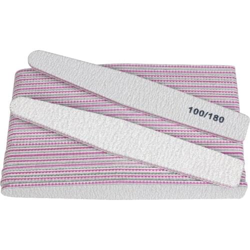 50pcs Professional Files 100/180 Diamond Rubbing Polished Sandpaper Buffer Block Nail File Polished Bar Strip Nail Styling Tools