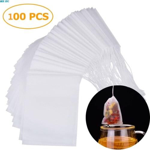 PLA Biodegraded Empty Tea Filter Bag Corn Fiber Safety Food-Grade Drawstrings Tea Bags Ultrasonic coffee Filter bags 100pcs/pack
