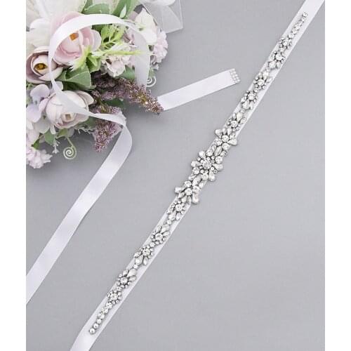 ZMS392 Handmade Wedding Belt Dress Women Dresses Pearl Rhinestone Applique Silver Diamond Brides Accessories Bridal Belts