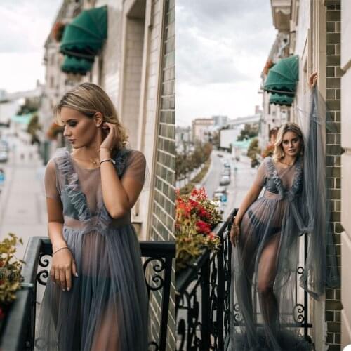 Sexy Tulle Maternity Dresses Short Sleeve Floor Length O Neck Lingerie Gown For Photo Wedding Bridal Pregant Women Bathrobes