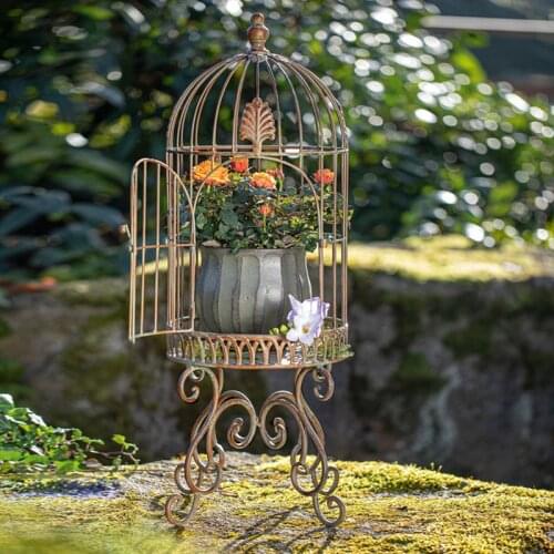 Rustic Antique Metal Bird Cage in Home and Garden