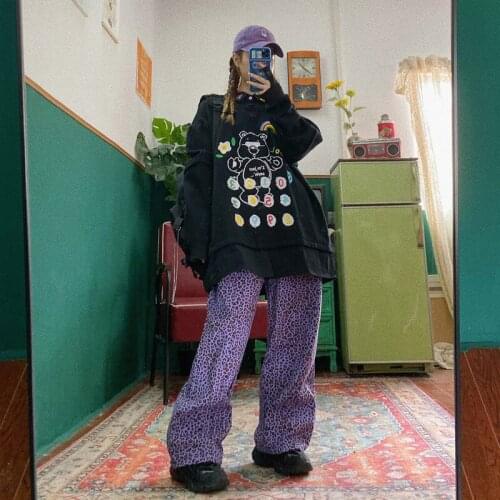 Street hip hop hip hop retro leopard print loose oversized BF dad pants men and women trend trousers