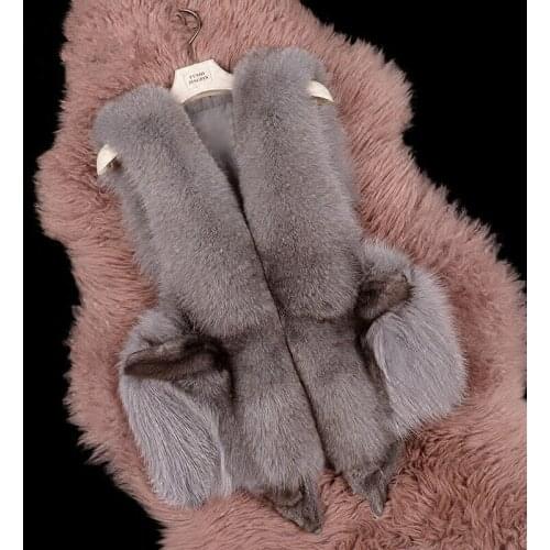 Winter Coat Real Fox Fur Vest Red Jacket Clothes Autumn Vests Women Vintage Jackets Chalecos Para Mujer MY1032