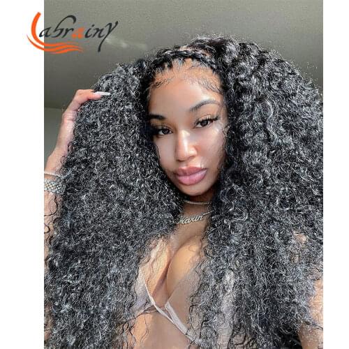 13X6 Lace Frontal Yaki Human Hair Wig Kinky Straight Hd Transparent Lace Front Full Natural Color Wigs For Women Pre Plucked