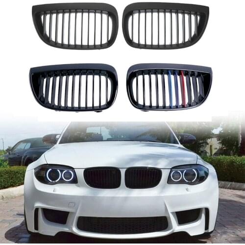 2pcs Car Grille Front Bumper Grill M Power Performance Sport For BMW E87 E81 1 Series 2004 2005 2006 2007 Carbon/Black Kidney