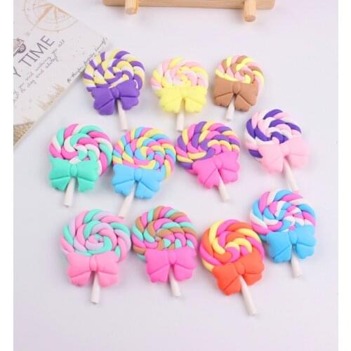 30pcs/lot kawaii ploymer clay lollipop for kids phonecase 27*36MM
