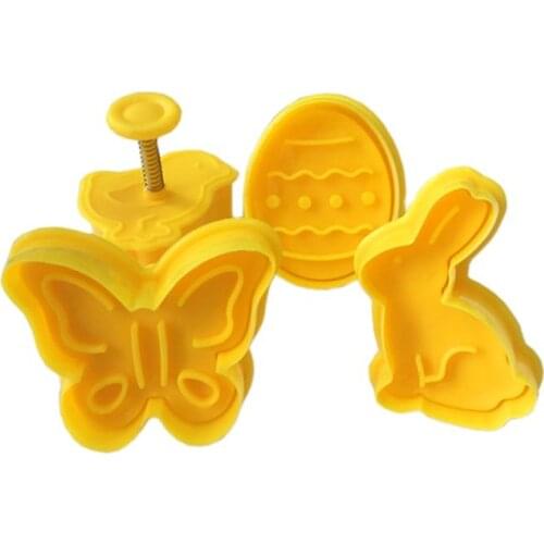 4PCS Three-Dimensional Spring Biscuit Mold Cake Mold Cute Butterfly Rabbit Chick Embossing Mold Cutter Tool Kitchen Baking Tool