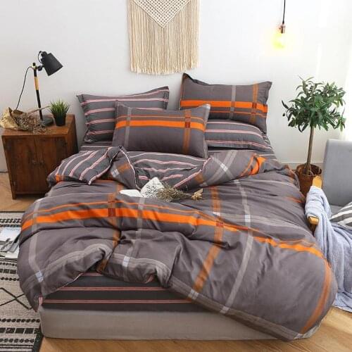 47 Classic Bedding Set Striped Room Decoration Twin Full Queen King Size (Duvet Cover+ Bed Flat Sheet + Pillow Case)