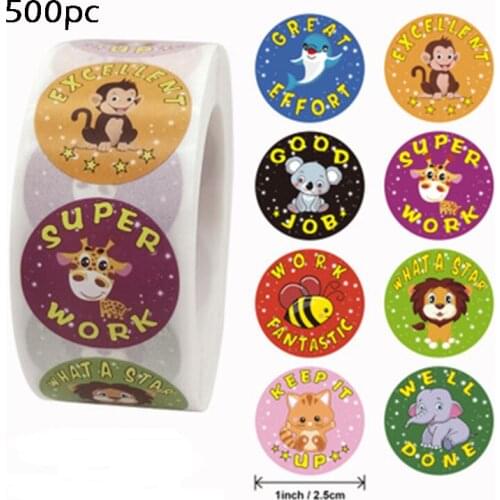 500pcs Thank You Sticker Scrapbooking Animal Paper Label Stickers Assorted Stickers Gift Bags Wrapping Education Office Supplies