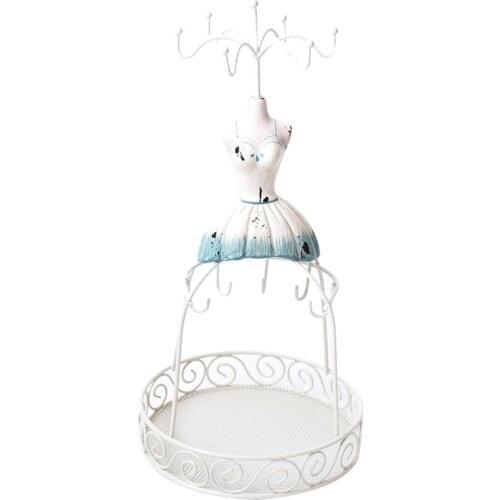 Elegant Mannequin Jewelry Display Rack Stand for Earrings Bracelet Necklace Organizer Holder with Tray Base, 28.5cm/11.22 inch