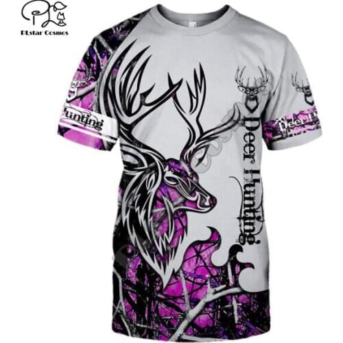 PLstar Cosmos Animal Deer Bow Hunting Hunter T-Shirts Camo Tattoo Harajuku 3DPrint Summer Casual Tees Shorts Sleeve Men/Women A4