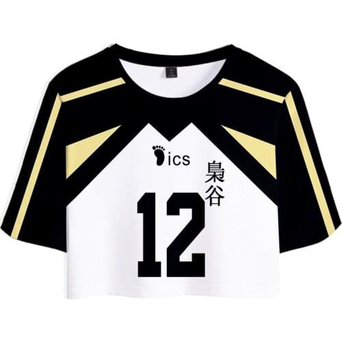 Haikyuu 3D Fukurodani Cropped T Shirt Women Teenagers T-shirts Summer Tops Print Anime Academy Short Sleeve Casual O-neck
