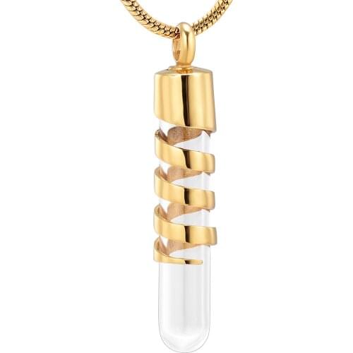IJD10271 Stainless Steel Glass Container Cylinder Tube Urn Memorial Pendant Necklace,Memorial Ash Keepsake Cremation Jewelry