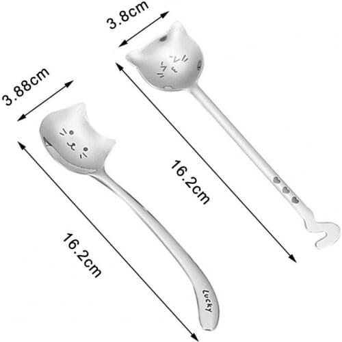 Coffee Spoon Cute Non-stick Stainless Steel Creative Cat Shape Spoon for Kitchen